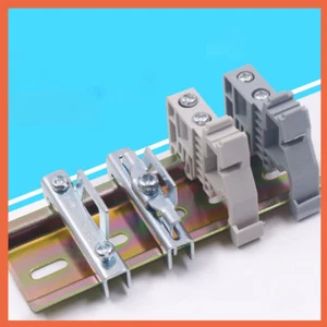 DIN C45 Rail Terminal Connector Block End Brackets 35mm E-UK Single Double layer - Picture 1 of 11