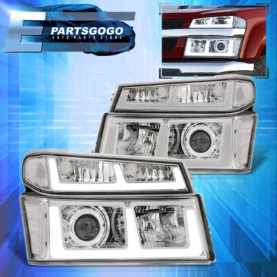 For 04-12 Chevy Colorado Canyon Clear LED DRL Projector Headlights +Bumper Lamps - Image 1 of 4