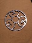Cast Metal Trivet Silver 7.75 Inch Round Pre-own
