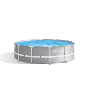 Intex 3.66mx99cm Prism Frame Premium Above Ground Swimming Pool Set Outdoor Grey - Picture 1 of 8