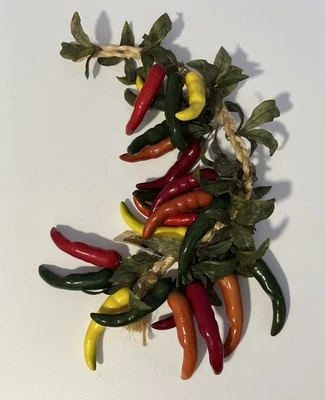"Ramo de pimientos colgantes de colección cuerda de yute trenzada decoración de cocina rojo amarillo verde 23"" L" Foto 1 de 4