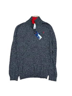 Suéter Izod Nuevo con Etiquetas Niños Husky Fit Talla XL Cuello 1/4 Cremallera Pullover Negro Blanco Rojo Foto 1 de 4