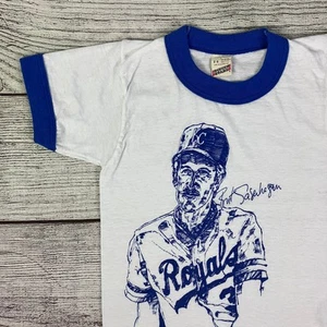 Vintage 1980s Kansas City Royals Bret Saberhagen Baseball T-shirt size Boys 6 - Picture 1 of 6