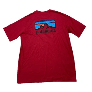 Camiseta Patagonia Responsibili Para Hombre Mediana Montaña Logo Camiseta Roja J1Y - Imagen 1 de 3