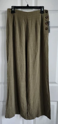 Calça fofa LULUS verde oliva perna larga tamanho M - Imagem 1 de 4