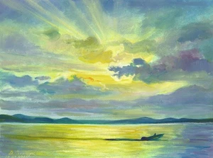 original painting 30 x 40 cm 85SmV artwork oil paints modern landscape - Picture 1 of 3