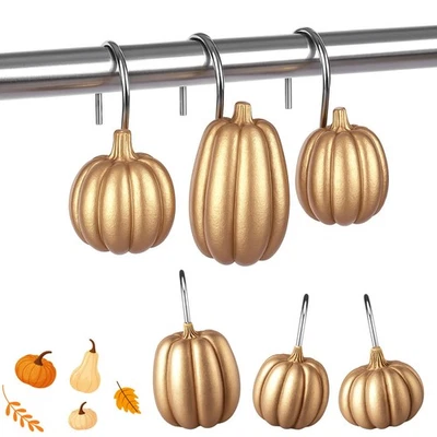 12 Piezas Ganchos Decorativos para Cortina de Ducha Calabaza Otoño Cortina Anillos Colgantes... Foto 1 de 4
