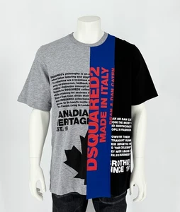 Dsquared2 Herren T-Shirt Gr. M grau/blau/schwarz oversized Logo - Bild 1 von 4