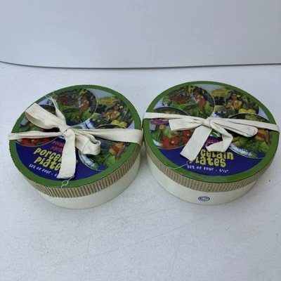 "Juego de 4 platos 2ct Hula Girl Polynesian Paradise Tiki Hawaiian Becky Denny 6,5""" Foto 1 de 4