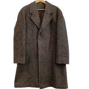 Ransome 5000 Coat Size 43 Brown Wool Tweed Men's Formal Overcoat Preloved - Picture 1 of 16