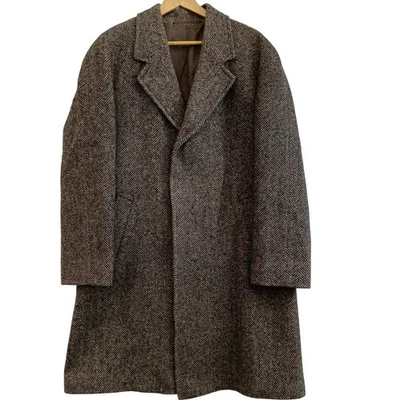 Ransome 5000 Coat Size 43 Brown Wool Tweed Men's Formal Overcoat Preloved - Image 1 of 4