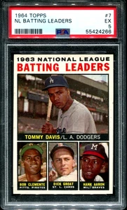1964 Topps #7 NL BATTING LEADER HOF Davis/Clemente/Aaron PSA 5 EX CENTERED! - Bild 1 von 2