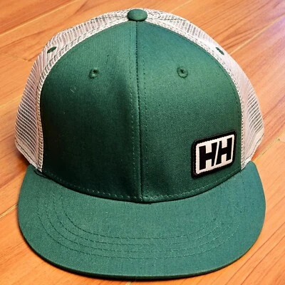 复古 Helly Hansen 绿色卡车司机平沿帽 5 面板帽 — 第 1/4 张图片