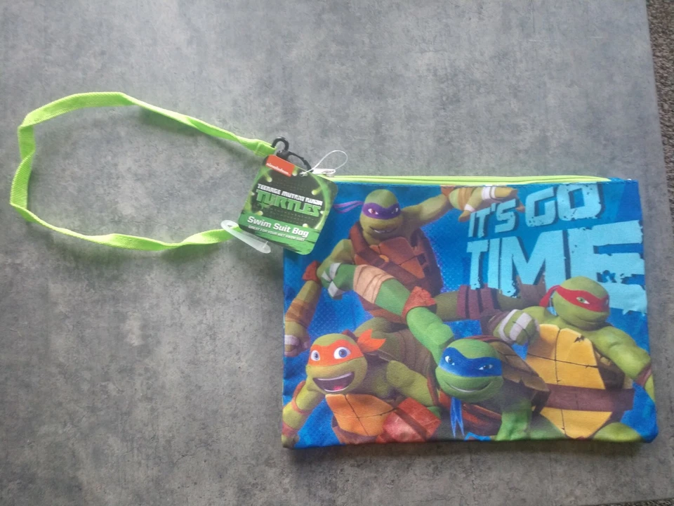 NUEVO TMNT ADOLESCENTE MUTANTE TORTUGAS NINJA BAÑO TRAJE BOLSO CON CORREA CREMALLERA Foto 1 de 1
