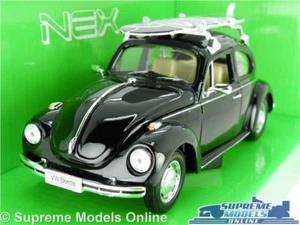 VW VOLKSWAGEN BEETLE MODEL CAR 1:24 SCALE BLACK SURF WELLY OPENING PARTS LARGE K - Picture 1 of 6
