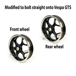 Paar Piaggio MP3 Sport Felge vorne 3,00 x 13" schwarz mit polierten Modifikationen - Bild 1 von 1
