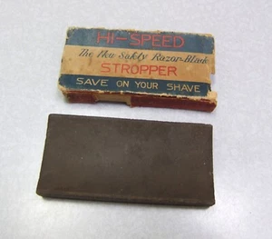 Vintage HI-SPEED RAZOR BLADE STROPPER, Hone, Sharpening Stone  1-1/2" x 3-1/8" - Picture 1 of 5
