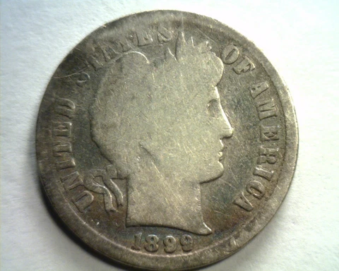 1899 BARBER DIME TONED GOOD G NICE ORIGINAL COIN FROM BOBS COINS FAST SHIPMENT Cover