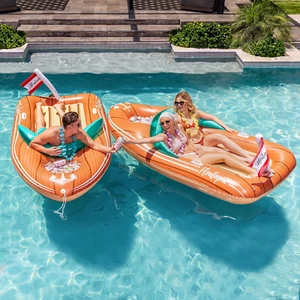 8ft Inflatable Pool Boat Raft w/ Cooler for Kids & Adults Summer Party Fun - Picture 1 of 11