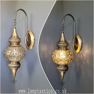 Free UK/EU Led Bulb, Turkish Moroccan Laser Glass Oval Wall Light Lamp Sconce - Picture 1 of 8
