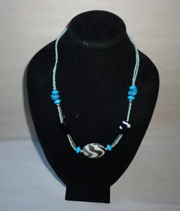 Vintage Türkis Stein & facettierte Kunststoff Perlen Mode Halskette-FN0154 - Bild 1 von 1