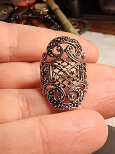 Vintage Long Scroll Swirls Filigree 925 Sterling Silver Ring Size 6.5, 5.8gr - Bild 1 von 11