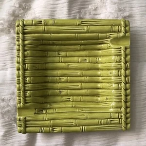 MCM 1960's Green Bamboo Ceramic Square Ashtray” Nora Fenton “ - Picture 1 of 3