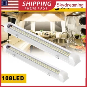 2X 108LED Interior Light Bar Strip Car Van Bus Caravan ON/OFF Switch 12V-24V - Picture 1 of 14
