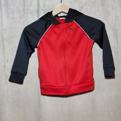 Chaqueta con Capucha PUMA Niños Cremallera Roja Negra Manga Larga Bolsillos Pequeña 3/4 Foto 1 de 4