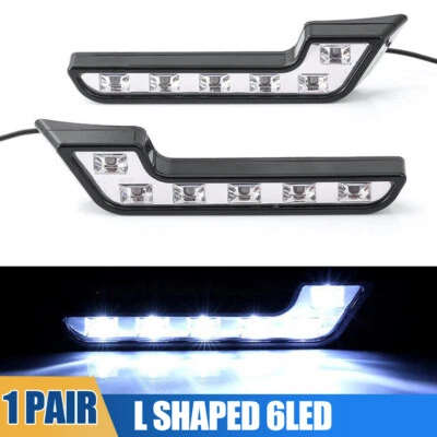 2× White 6 LED Car Driving Fog Lamp 12V DRL Daytime Running Lights Accessories - Image 1 of 4