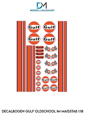 Decalbogen Sticker A4 Gulf Racing Modellauto Tuning Design 1:18 - Bild 1 von 2