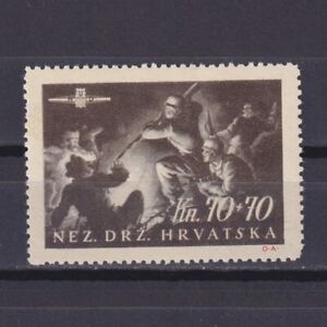 CROATIA 1944, Sc #B74a, CV $400 Stamp from Souv. block (O.A.) Storm Division, MH