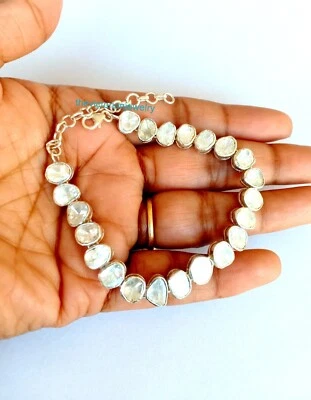 925 Sterling Silver Rose Cut Polki Diamond Bracelet Wedding Jewelry For Women - Image 1 of 4