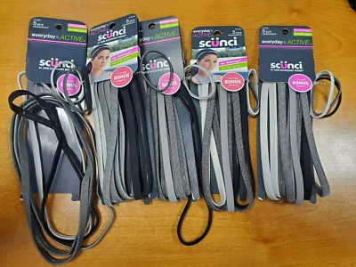 5 paquetes de 5: Juego de diadema Scunci de 5 piezas + 3 elásticos adicionales oscuros (2538) R7P7b Foto 1 de 3