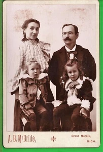 Antique Cabinet Card Photograph Quirky Taylor Family From Hell MI Grand Marais  - Picture 1 of 3