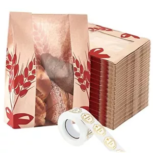 Pcs Kraft Paper Bread Loaf Bag with Clear Window Large Paper Bread Bags for 100 - Picture 1 of 7