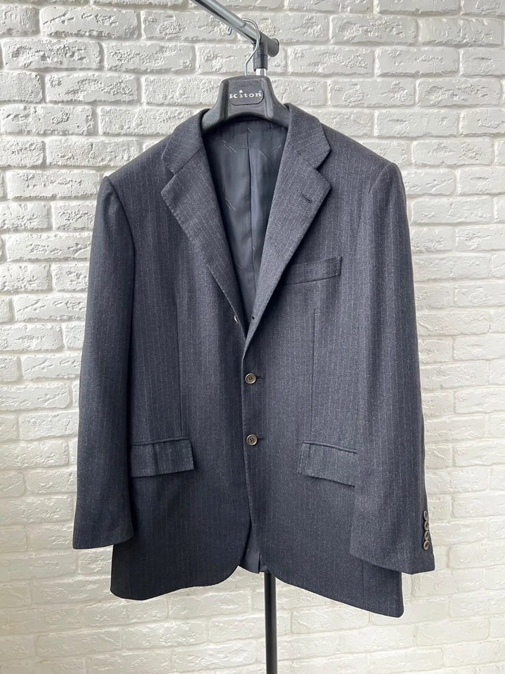 Kiton Napoli Striped Super 180's 100% Wool Blazer Jacket Men's Size 48 - Image 1 of 4