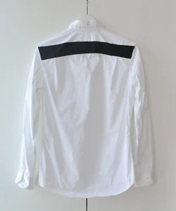 1998 Vintage Mens HELMUT LANG Shirt White Long Sleeve Black Stripe Cotton Size S - Picture 1 of 10
