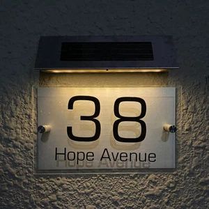 2023 Solar Light House Signs 18 LED Door Sign Lamp Front Door Plaque Wall Light - Picture 1 of 13