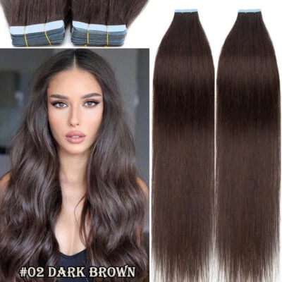 40 Stück Tape in Hair Extensions 100% Remy Echthaar Haarverlängerung Glatt Lang - Bild 1 von 4