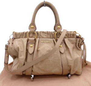 Miu Miu VITELLO LUX 2way Handtasche Schultertasche Leder rosa beige Archive Y2K JP - Bild 1 von 10