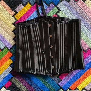 Camellias Underbust Black Satin Firm Boned Corset Med Waist Trainer M Adjustable - Picture 1 of 7