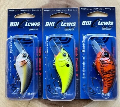 Bill Lewis (Lot of 3) SB-57 Square-bill Crankbaits, Bass, Free Shipping! NWT! - Image 1 of 4