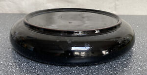 Large Antique Black Ceramic Round Stand / Base For Display - Vase, Taxidermy Etc