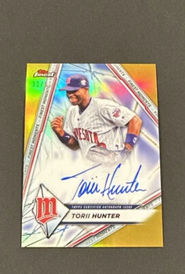 2022 TOPPS FINEST TORII HUNTER GOLD REFRACTOR ON-CARD AUTO SP #’d 32/50! - Image 1 of 4
