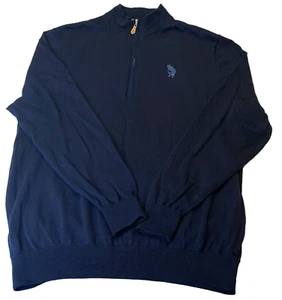 Donald Ross Golf Sweater Men’s L Pullover 1/4 Zip Mock Neck Stretch Logo Navy - Picture 1 of 8