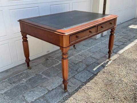 Vintage Mahogany Leather Top Writing Desk Cover