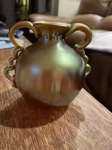 SELTENE MYRA WMF Jugendstil GOLD AURENE IRIDESCENT Kunstglas 2-GRIFF-VASE - Bild 1 von 5