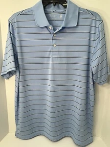 WALTER HAGEN MENS LARGE GOLF POLO 3BUTTON W/COLLAR POLYESTER LIGHT BLUE STRIPED - Picture 1 of 6