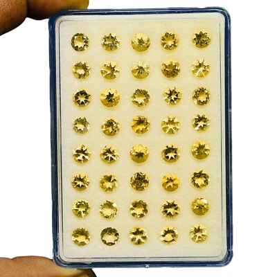 Lote al por mayor de 40 piezas de piedras preciosas sueltas sin tratar de corte redondo de 6 mm de citrino natural VVS Foto 1 de 4